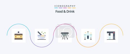 Illustration for Food And Drink Flat 5 Icon Pack Including celebration. alcohol. restaurant. grill. cafe - Royalty Free Image