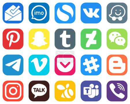 Illustration for All in One Social Media Icon Set 20 icons such as vimeo. messenger. pinterest. telegram and wechat icons. Gradient Icon Pack - Royalty Free Image