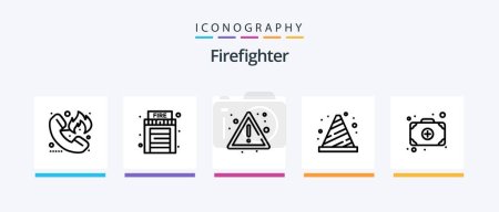Illustration for Firefighter Line 5 Icon Pack Including sign. fire. danger. alert. hydrant. Creative Icons Design - Royalty Free Image
