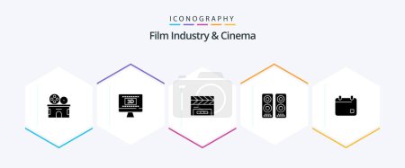 Ilustración de Cenima 25 Glyph icon pack including film. speaker. clapboard. movie. cinema - Imagen libre de derechos