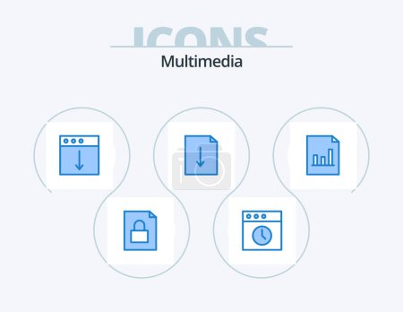 Ilustración de Multimedia Blue Icon Pack 5 Icon Design. . graph. export. document. export - Imagen libre de derechos