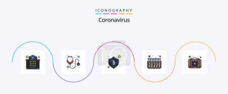 Illustration for Coronavirus Line Filled Flat 5 Icon Pack Including lab. test. stethoscope. chemistry. virus - Royalty Free Image