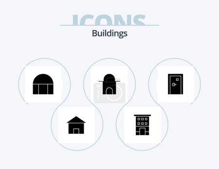 Téléchargez les illustrations : Buildings Glyph Icon Pack 5 Icon Design. exit. buildings. shop front. aperture. islamic building - en licence libre de droit