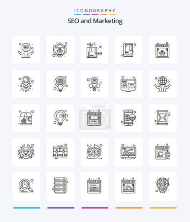 Illustration for Creative Seo 25 OutLine icon pack  Such As bug. bookmark. bug. booklet. seo package - Royalty Free Image
