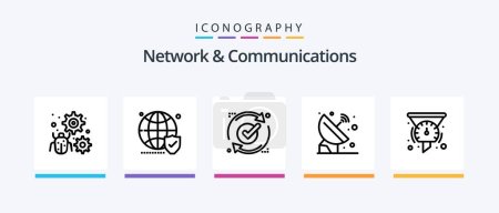 Téléchargez les illustrations : Network And Communications Line 5 Icon Pack Including circle. alert. internet. messaging. message. Creative Icons Design - en licence libre de droit