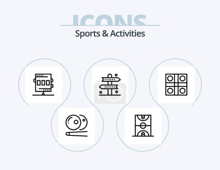 Illustration for Sports and Activities Line Icon Pack 5 Icon Design. rope. fitness. closet. hat. game - Royalty Free Image