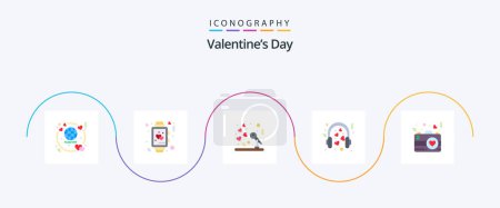 Illustration for Valentines Day Flat 5 Icon Pack Including wedding. loving. wedding. love. reception - Royalty Free Image