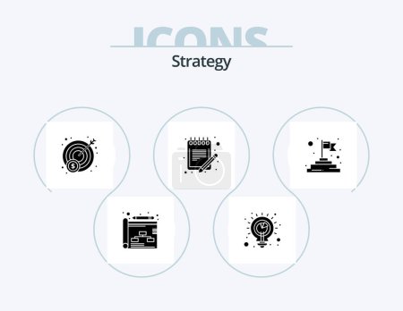 Illustration for Strategy Glyph Icon Pack 5 Icon Design. success. finish. profit. sheet. paper - Royalty Free Image