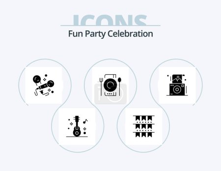 Illustration for Party Glyph Icon Pack 5 Icon Design. photo. restaurant. karaoke. dinner. cafe - Royalty Free Image