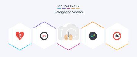 Téléchargez les illustrations : Biology 25 Flat icon pack including microbe. germ. anatomy. biology. healthcare - en licence libre de droit