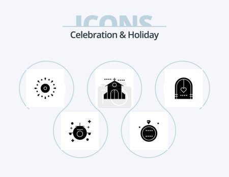 Ilustración de Celebration and Holiday Glyph Icon Pack 5 Icon Design. holiday. church. wedding. celebration. holiday - Imagen libre de derechos