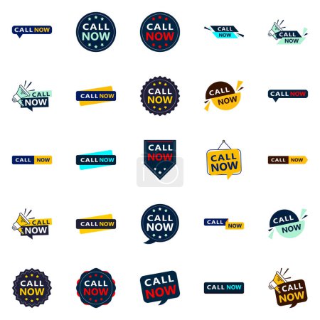 Téléchargez les illustrations : Call Now 25 Unique Typographic Designs for a personalized calling message - en licence libre de droit