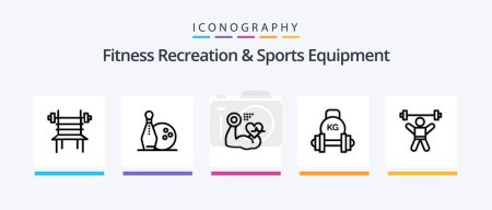 Ilustración de Fitness Recreation And Sports Equipment Line 5 Icon Pack Including athlete. shaker. activity. energy. bottle. Creative Icons Design - Imagen libre de derechos