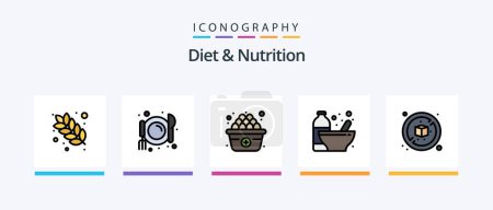 Ilustración de Diet And Nutrition Line Filled 5 Icon Pack Including . diet. nutrition supplement. cafe. health. Creative Icons Design - Imagen libre de derechos