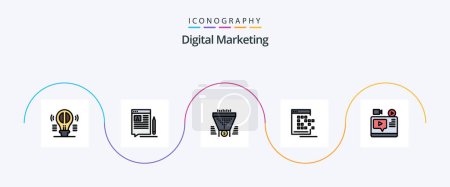 Illustration for Digital Marketing Line Filled Flat 5 Icon Pack Including network. mobile. article. money. funnel - Royalty Free Image