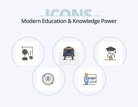 Téléchargez les illustrations : Modern Education And Knowledge Power Line Filled Icon Pack 5 Icon Design. knowledge. education. mouse. code learning. code - en licence libre de droit