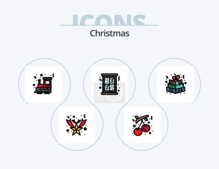 Téléchargez les illustrations : Christmas Line Filled Icon Pack 5 Icon Design. mobile. christmas. christmas. stick. candy - en licence libre de droit