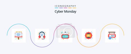 Ilustración de Cyber Monday Flat 5 Icon Pack Including pending. sign board. advertise. sale. discount - Imagen libre de derechos