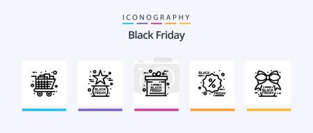 Téléchargez les illustrations : Black Friday Line 5 Icon Pack Including shopping. buy. black. black friday. love. Creative Icons Design - en licence libre de droit