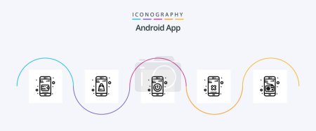 Téléchargez les illustrations : Android App Line 5 Icon Pack Including radio. communication. switch. app. cross - en licence libre de droit