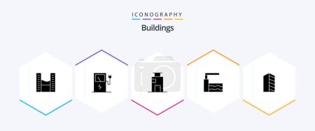 Téléchargez les illustrations : Buildings 25 Glyph icon pack including house. buildings. building. water. pool - en licence libre de droit