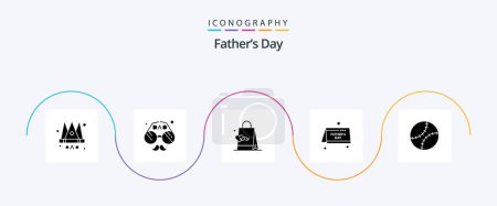 Téléchargez les illustrations : Fathers Day Glyph 5 Icon Pack Including fathers day. father. fathers day. date. hand bag - en licence libre de droit