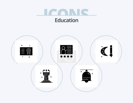 Téléchargez les illustrations : Education Glyph Icon Pack 5 Icon Design. presentation. conference. ring. blackboard. degree - en licence libre de droit