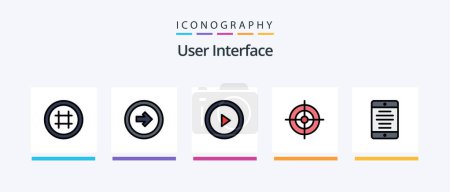 Téléchargez les illustrations : User Interface Line Filled 5 Icon Pack Including setting. gear. stop. right. user. Creative Icons Design - en licence libre de droit