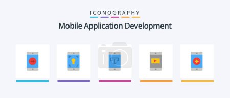 Ilustración de Mobile Application Development Flat 5 Icon Pack Including favorite mobile. mobile application. application. mobile. mobile application. Creative Icons Design - Imagen libre de derechos