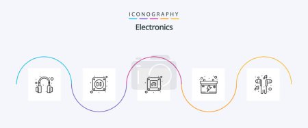 Illustration for Electronics Line 5 Icon Pack Including . smartphone. plug. music. hand free - Royalty Free Image
