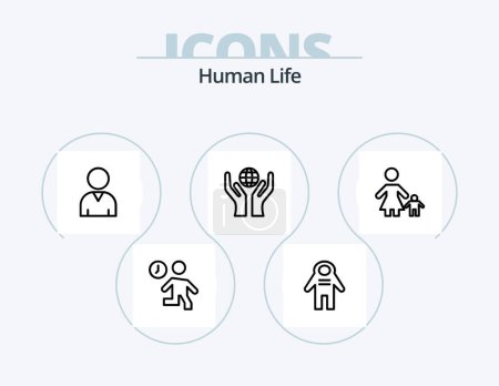 Ilustración de Human Line Icon Pack 5 Icon Design. shopping. people. child. bedroom. mother - Imagen libre de derechos