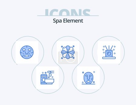 Ilustración de Spa Element Blue Icon Pack 5 Icon Design. relaxing. element. beauty. spa. wellness - Imagen libre de derechos
