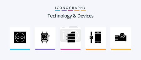 Téléchargez les illustrations : Devices Glyph 5 Icon Pack Including devices. smart watch. watch. connect. products. Creative Icons Design - en licence libre de droit