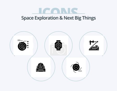 Ilustración de Space Exploration And Next Big Things Glyph Icon Pack 5 Icon Design. component. airlock. galaxy. solar. orbit - Imagen libre de derechos