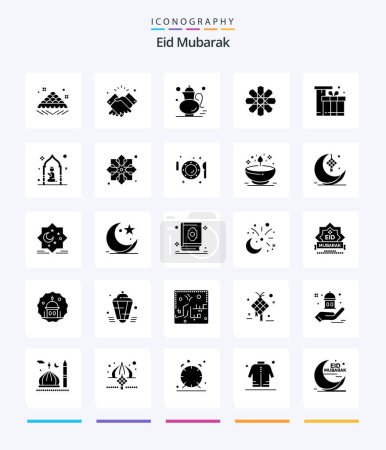 Téléchargez les illustrations : Creative Eid Mubarak 25 Glyph Solid Black icon pack  Such As decoration. flower. muslim. drink. qehwa - en licence libre de droit