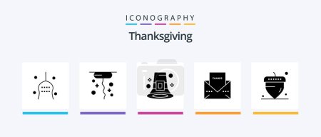 Téléchargez les illustrations : Thanks Giving Glyph 5 Icon Pack Including thanksgiving. message. event. letter. pilgrim. Creative Icons Design - en licence libre de droit