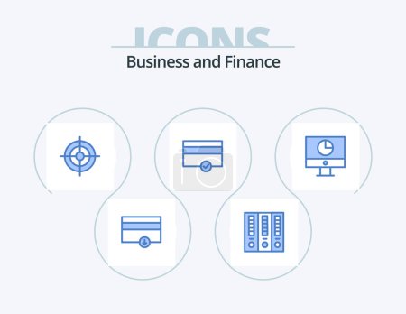 Téléchargez les illustrations : Finance Blue Icon Pack 5 Icon Design. . payments. business. money. finance - en licence libre de droit