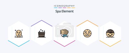 Illustration for Spa Element 25 FilledLine icon pack including element. spa. washing. wellness. face - Royalty Free Image