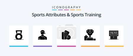 Illustration for Sports Atributes And Sports Training Glyph 5 Icon Pack Including goblet. champion. referee. ceremony. referee. Creative Icons Design - Royalty Free Image