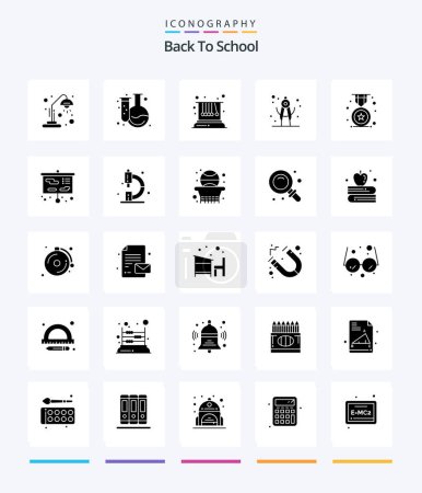 Ilustración de Creative Back To School 25 Glyph Solid Black icon pack  Such As education. award. movement. school. divider - Imagen libre de derechos