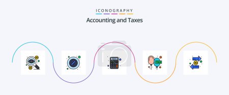 Illustration for Taxes Line Filled Flat 5 Icon Pack Including floating. charge. piece. money. finance - Royalty Free Image
