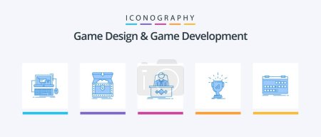 Ilustración de Game Design And Game Development Blue 5 Icon Pack Including win. award. reward. ceo. legend. Creative Icons Design - Imagen libre de derechos