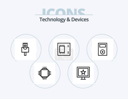 Téléchargez les illustrations : Devices Line Icon Pack 5 Icon Design. systems. electronics. devices. devices. products - en licence libre de droit
