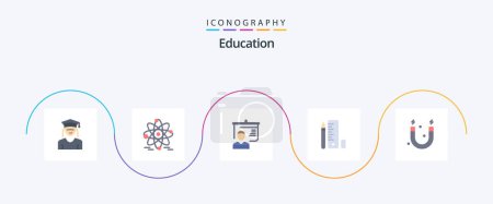 Illustration for Education Flat 5 Icon Pack Including science. education. education. scale. pen - Royalty Free Image