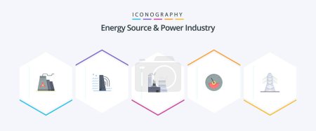 Téléchargez les illustrations : Energy Source And Power Industry 25 Flat icon pack including . electrical. - en licence libre de droit