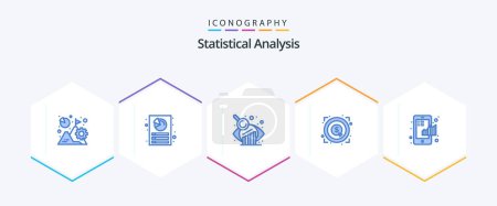 Illustration for Statistical Analysis 25 Blue icon pack including chart. target. report. money. marketing - Royalty Free Image