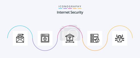 Illustration for Internet Security Line 5 Icon Pack Including network. key. internet security. device - Royalty Free Image