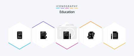 Ilustración de Education 25 Glyph icon pack including pencil. education. knowledge. file. graduation - Imagen libre de derechos