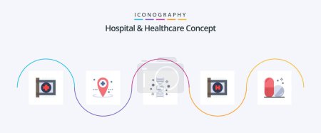 Téléchargez les illustrations : Hospital and Healthcare Concept Flat 5 Icon Pack Including . hospital. medical. healthcare. genetic - en licence libre de droit