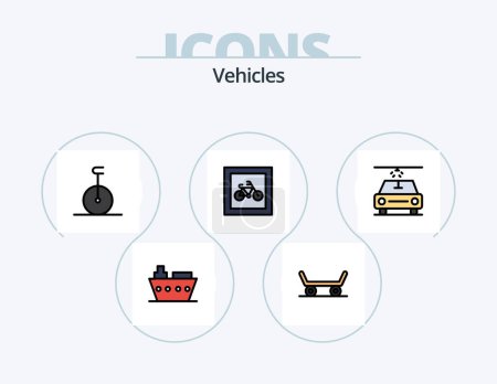 Téléchargez les illustrations : Vehicles Line Filled Icon Pack 5 Icon Design. . old. . jeep - en licence libre de droit